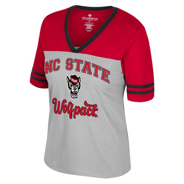 Grey Red Black Ladies Short Sleeve V Neck