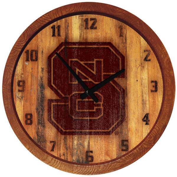 Wooden Barrel Wall Clock - Branded - Block S | Wolfpack Outfitters ...