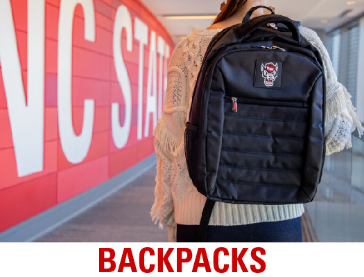 Image of student with a NC State backpack